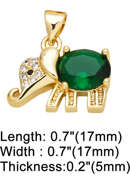 Yeşil Ocesrıo Trendy Renkli Oval Kristal Fil Kolye Kolye Bakır Altın Kaplama Hayvan Figürlü Mücevherat Yapımı Malzemeleri PDTB146 (Yurt Dışından)