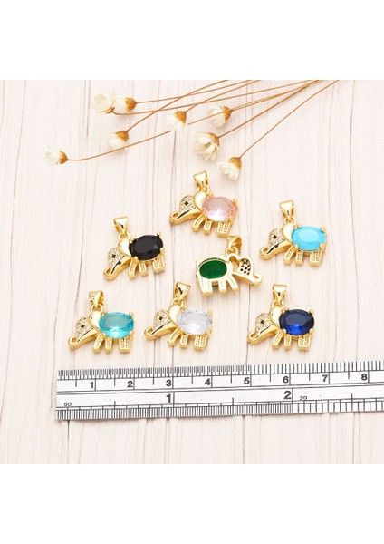 Yeşil Ocesrıo Trendy Renkli Oval Kristal Fil Kolye Kolye Bakır Altın Kaplama Hayvan Figürlü Mücevherat Yapımı Malzemeleri PDTB146 (Yurt Dışından)