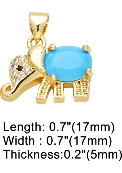 Yeşil Ocesrıo Trendy Renkli Oval Kristal Fil Kolye Kolye Bakır Altın Kaplama Hayvan Figürlü Mücevherat Yapımı Malzemeleri PDTB146 (Yurt Dışından)