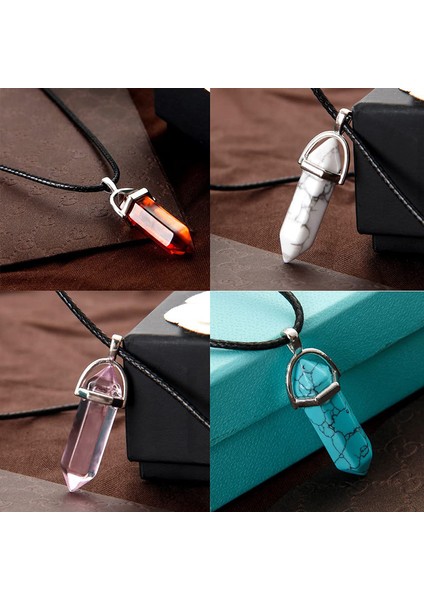 No.19 Boyutu Altıgen Çakra Sarkaç Kolye Kolye Dıy Takı Yapımı Kadın Gençler Kızlar Doğal Taş Kolye Moda Takı (Yurt Dışından) fırsatları