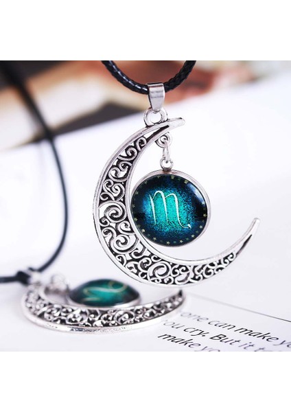 Başak 12 Zodyak Işaretleri Içi Boş Desen Ay Tasarım Zaman Taşları Aydınlık Gözlük Topu Kolye Kolye Kazak Zincir Takı Hediye (Yurt Dışından) fırsatları