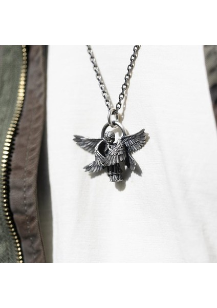AL19579-GÜMÜŞ Klasik Melek Kolye Kolye El Yapımı Seraph Namaz Kolye Uzun Zincir Kolye Erkek Kadın Takı Yıldönümü Hediyesi (Yurt Dışından) indirimleri