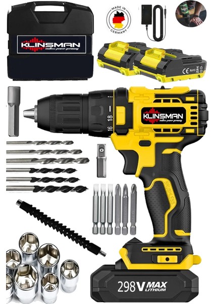 Alman Amg Seri?i? 298VF 25AH 27PCS Set Hedi?yeli? Darbeli? 2AKÜLÜ Delme Vi?dalama Matkap