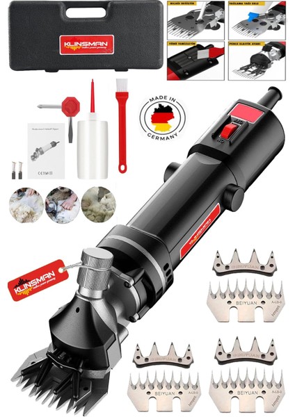 Alman Devi 9600W Koyun Keçi Kırkım Makinası Beıyuan 3AD Tarak 3AD Bıçak Hediyeli Soğutmalı Motor