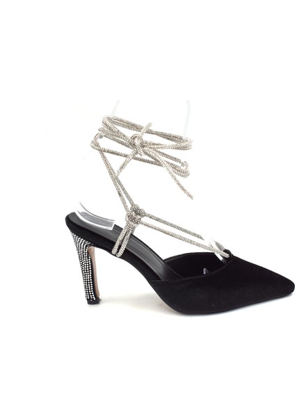 (Pine Cone) Taş Biye Detaylı Burnu Kapalı Topuklu Kadın Ayakkabı Siyah modelleri