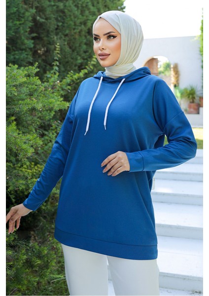 Muel Butik Kapşonlu Tunik Mavi - 10035.1778.