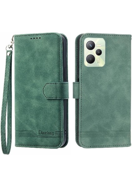Realme C35 Manyetik Kapatma Bileklik Kart Yuvaları Premium Için Flip Case (Yurt Dışından)
