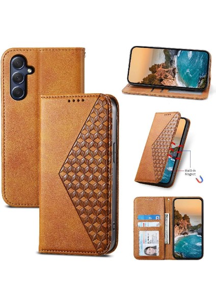 Samsung Galaxy M54 Cüzdan Için Flip Case El Kayışı Standı Günlük Kullanım Eşkenar Dörtgen (Yurt Dışından)