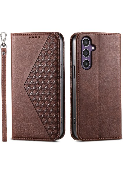 Samsung Galaxy S24 Artı Günlük Kullanım Için Flip Case Eşkenar Dörtgen Şekli El Kayışı (Yurt Dışından)