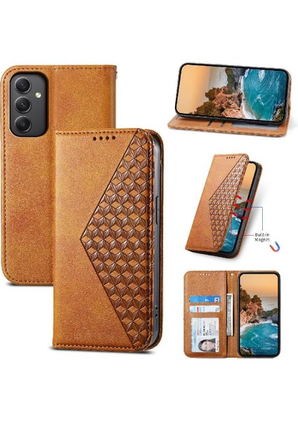 Samsung Galaxy M34 5g Eşkenar Dörtgen Şekli Cüzdan Günlük Kullanım El Için Flip Case (Yurt Dışından)