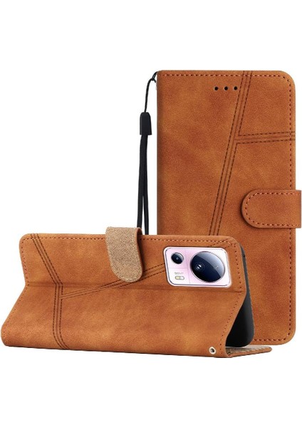 Xiaomi 13 Lite Için Flip Case Tam Koruma Bilek Kayışı Flip Folio Kart (Yurt Dışından)