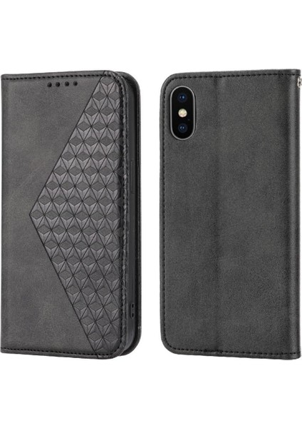 IPhone Xs Max Günlük Kullanım Için Flip Case Standı Eşkenar Dörtgen Şekli Cüzdan El Kayışı (Yurt Dışından)