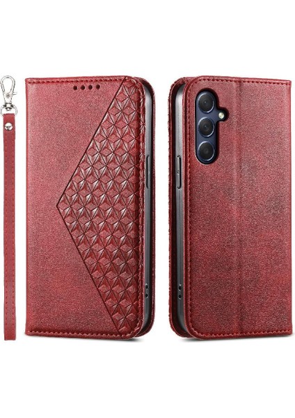 Samsung Galaxy M54 Cüzdan Için Flip Case El Kayışı Standı Günlük Kullanım Eşkenar Dörtgen (Yurt Dışından)