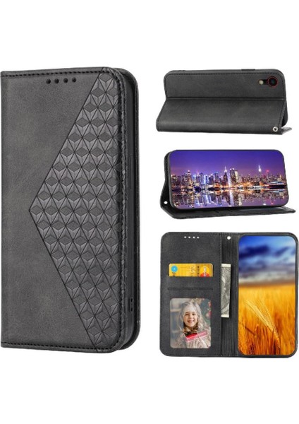 IPhone Xr Günlük Kullanım Için Flip Case Eşkenar Dörtgen Şekli Cüzdan Standı El Kayışı (Yurt Dışından) indirimleri