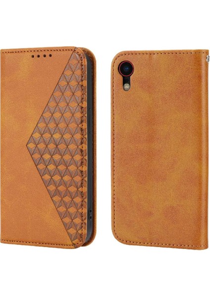 IPhone Xr Günlük Kullanım Için Flip Case Eşkenar Dörtgen Şekli Cüzdan Standı El Kayışı (Yurt Dışından)