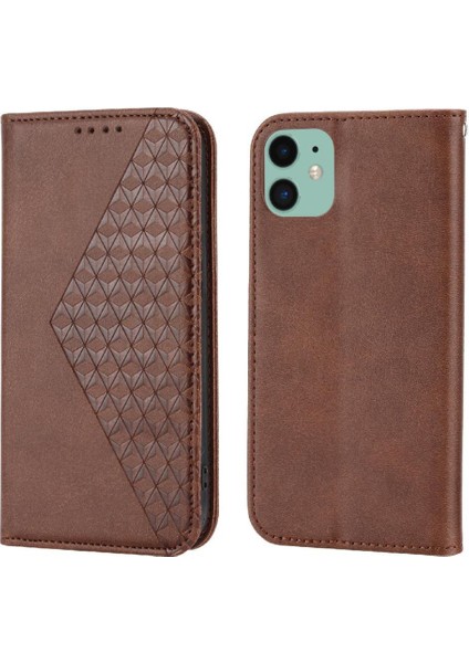 IPhone 11 Pro Için Flip Case Günlük Kullanım Eşkenar Dörtgen Şekli Cüzdan El Kayışı Standı (Yurt Dışından)