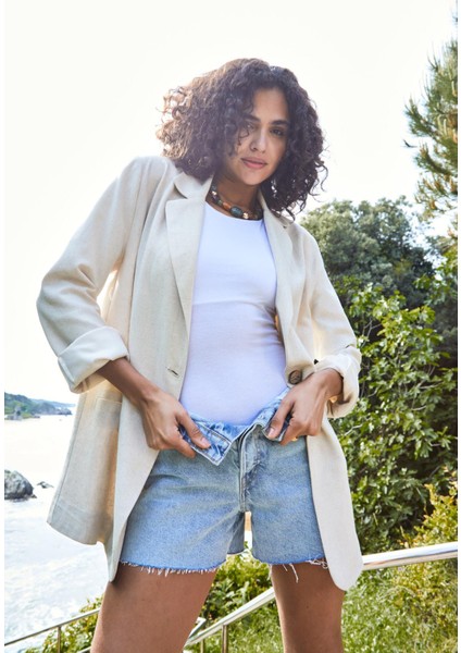 Natur Keten Astarlı Blazer Ceket 27112 fırsatları