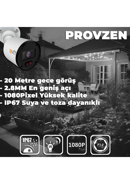 Rv Hikvision 9 Kamera Güvenlik Kamerası 20MT Gece Görüş