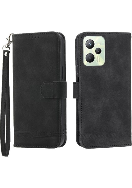 Realme C35 Manyetik Kapatma Bileklik Kart Yuvaları Premium Için Flip Case (Yurt Dışından)