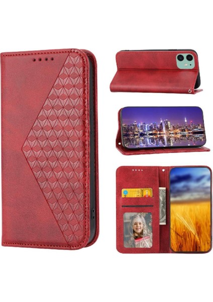 IPhone 11 Pro Için Flip Case Günlük Kullanım Eşkenar Dörtgen Şekli Cüzdan El Kayışı Standı (Yurt Dışından)