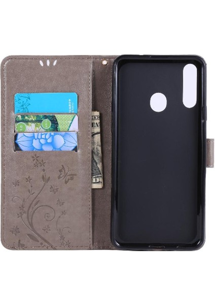 Samsung Galaxy A20S Kickstand Pu Deri Kart Tutucu Bilek Için Filp Durumda (Yurt Dışından)