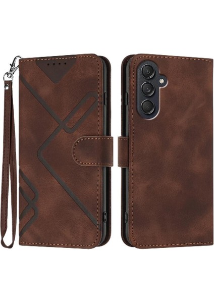 Kart Yuvası Standı ile Samsung Galaxy M55 Için Flip Case Pu Deri Manyetik (Yurt Dışından)