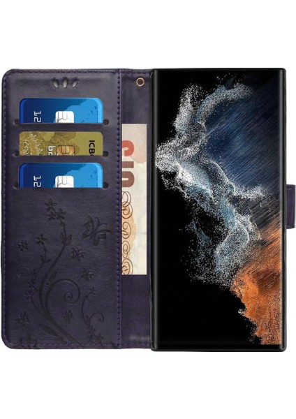 Samsung Galaxy S23 Ultra Kickstand Manyetik Kapatma Bilek Pu Için Filp Durumda (Yurt Dışından) modelleri