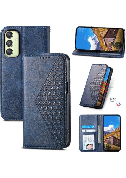 Samsung Galaxy A25 Cüzdan Standı Için Flip Case El Kayışı Eşkenar Dörtgen Şekli Kullanımı (Yurt Dışından)