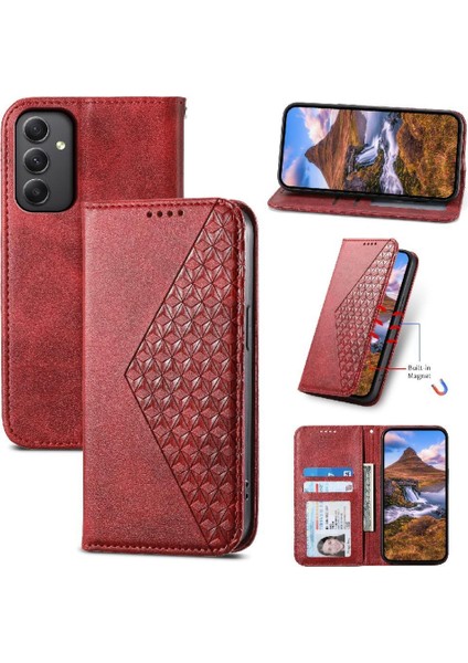 Samsung Galaxy A35 Cüzdan Eşkenar Dörtgen Şekli Standı Günlük Kullanım El Için Flip Case (Yurt Dışından)