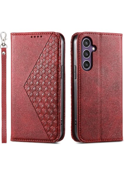 Samsung Galaxy S24 Artı Günlük Kullanım Için Flip Case Eşkenar Dörtgen Şekli El Kayışı (Yurt Dışından)