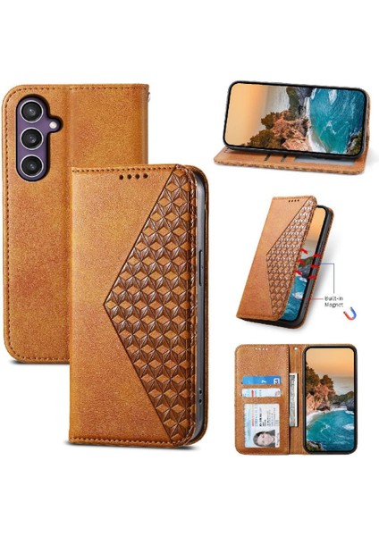 Samsung Galaxy S24 Artı Günlük Kullanım Için Flip Case Eşkenar Dörtgen Şekli El Kayışı (Yurt Dışından)