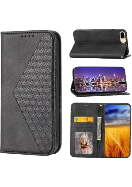 IPhone 6 Için Flip Case Artı Eşkenar Dörtgen Şekli Günlük Kullanım Standı El Kayışı Cüzdan (Yurt Dışından)