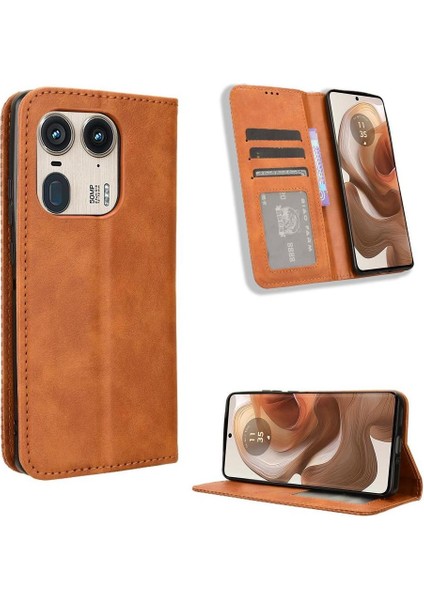 Motorola Moto X50 5g Cüzdan Manyetik Kapatma Pu Deri Kılıf (Yurt Dışından)