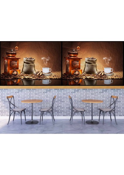 Kahve Öğütme Makineli Cafe Duvar Kağıdı Baskı
