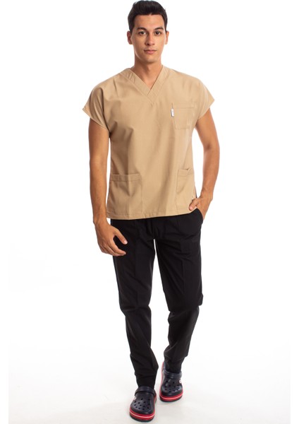 Cerrahi Doktor Hemşire Scrubs Alt Siyah Forma Takım