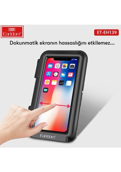 EH139 Motosiklet Için Su Geçirmez Ayarlanabilir Telefon Tutucu