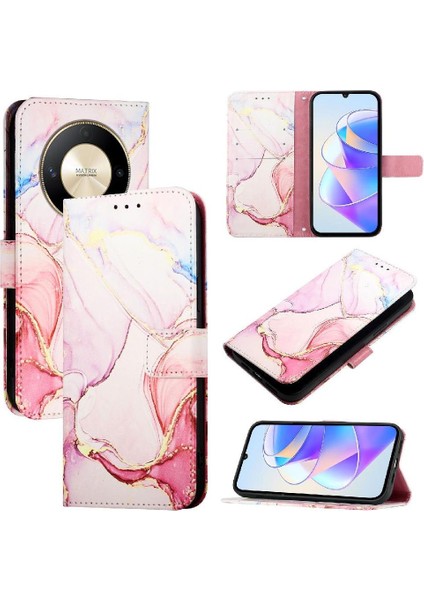 Onur X50 5g Pu Deri Kickstand Mermer Desen Cüzdan Için Kılıf (Yurt Dışından)