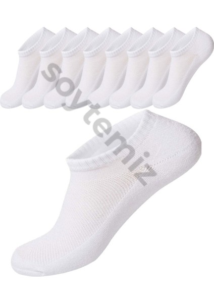 Unisex Beyaz Cotton Sneaker Spor Çorap 8 Çift