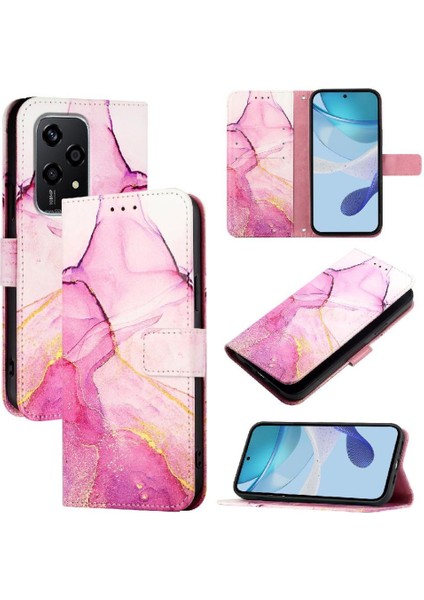 Colorful Shop Onur Için Kılıf 200 Lite 5g Cüzdan Kickstand Mermer Desen Pu Deri (Yurt Dışından)