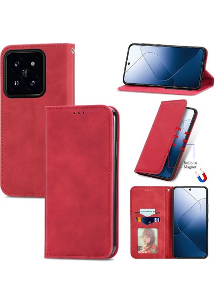 Xiaomi 14 5g Için Flip Case Kapak Darbeye Deri Kılıf Cüzdan (Yurt Dışından)