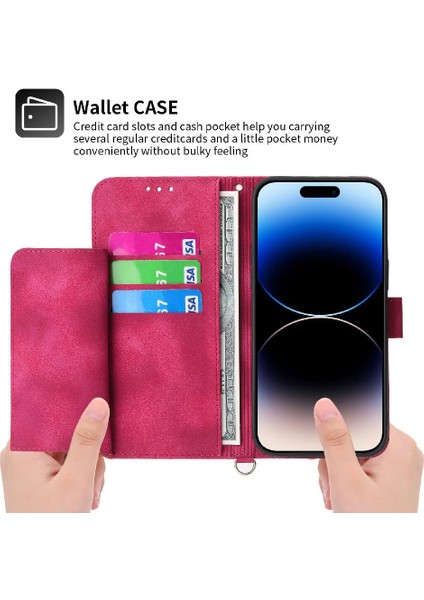 Iphone 14 Için Flip Case Pro Çoklu Kredi Kartı Yuvaları Bileklik Kabartmalı (Yurt Dışından) modelleri