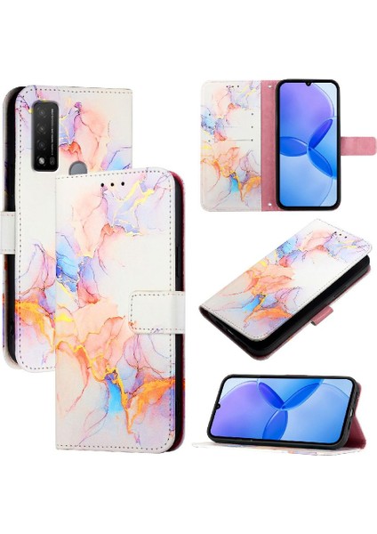Tcl 20R Pu Deri Mermer Desen Kickstand Cüzdan Için Kılıf (Yurt Dışından)