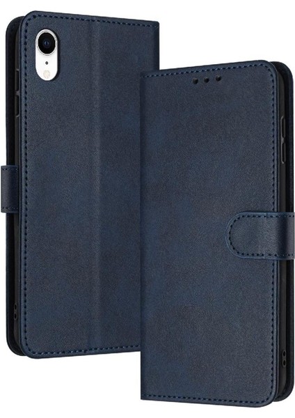 Toka Pu Deri Saf Renk ile Kart Yuvası ile IPhone Xr Için Flip Case (Yurt Dışından)