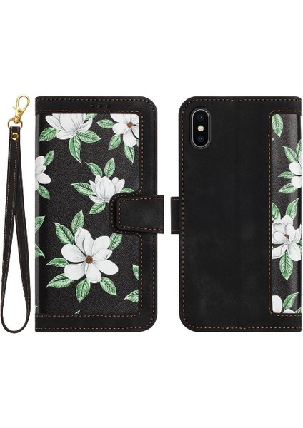 IPhone Xs Max Manyetik Kapatma Için Cüzdan Durumda Kickstand Kart Tutucu Anti (Yurt Dışından)