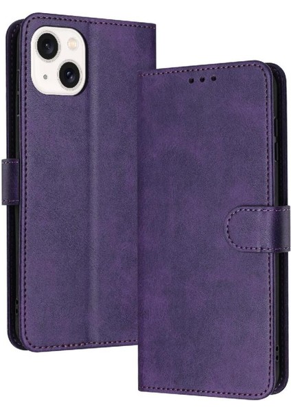 IPhone 14 Için Flip Case Artı Kickstand ile Saf Renk Pu Deri (Yurt Dışından)