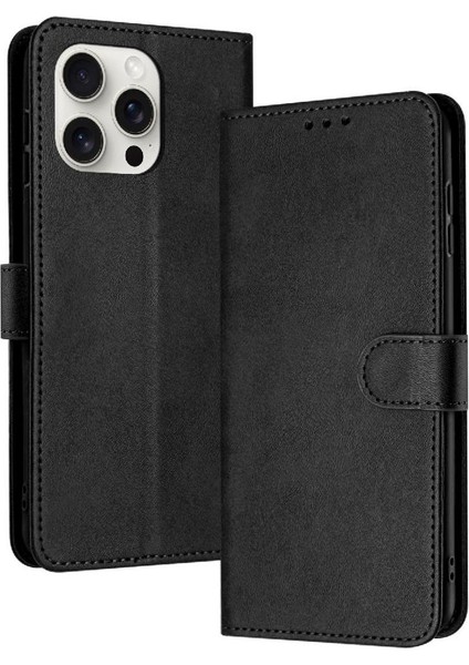 IPhone 13 Için Flip Case Pro Max Saf Renk Pu Deri Kickstand ile (Yurt Dışından)