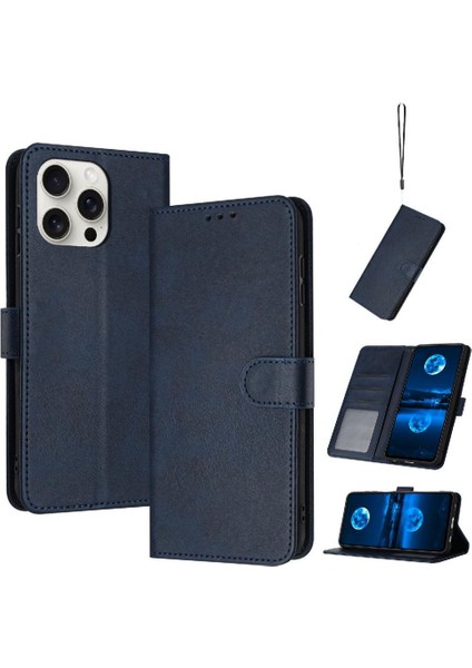 IPhone 13 Için Flip Case Pro Max Saf Renk Pu Deri Kickstand ile (Yurt Dışından)