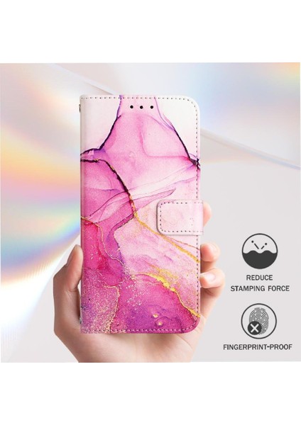 Colorful Shop Huawei Nova Y70 Artı Pu Deri Kickstand Cüzdan Mermer Desen (Yurt Dışından)