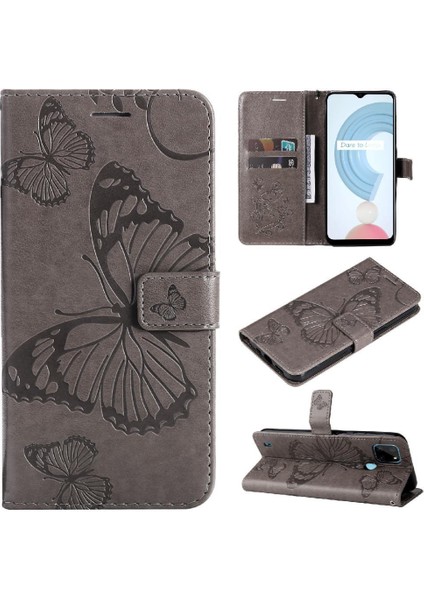 Kart Yuvası Standı ile Realme C21Y Flip Kickstand Pu Deri Için Flip Case (Yurt Dışından)