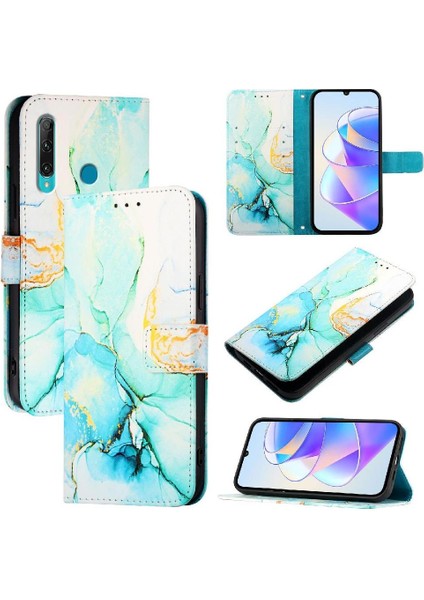 Huawei P Akıllı Artı 2019 Cüzdan Pu Deri Kickstand Mermer (Yurt Dışından)